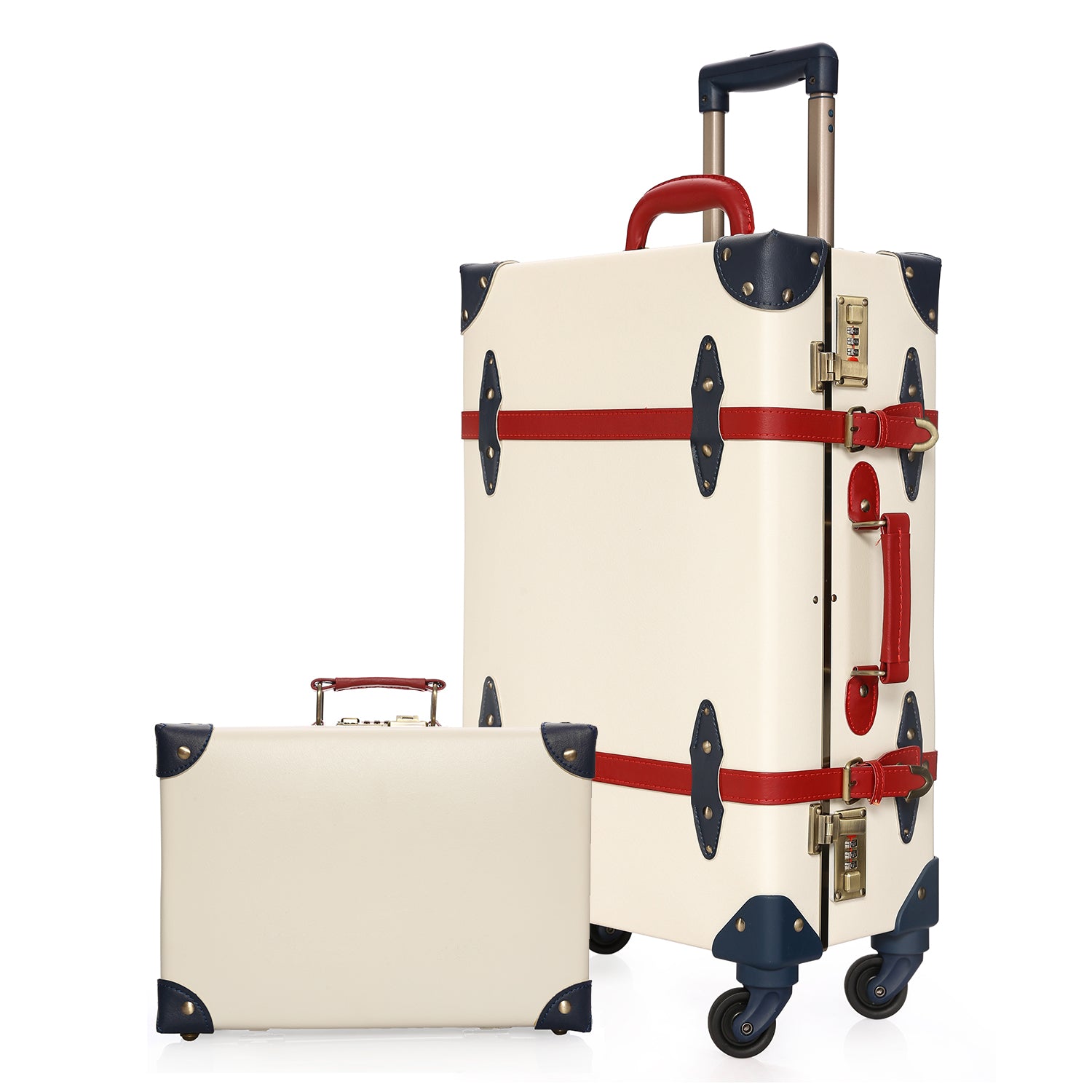 Men 2pcs/set Vintage Pp Travel Bag Rolling Luggage,12202224