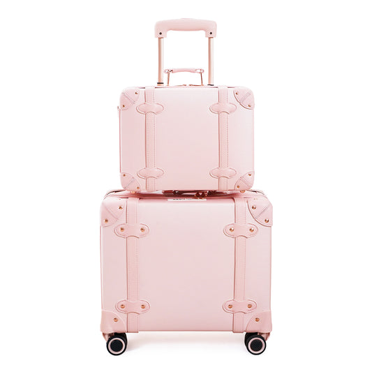 Vintage Luggage Sets For Women with Spinner Wheels Cute Retro Suitcase for Airplanes 14inch&18inch