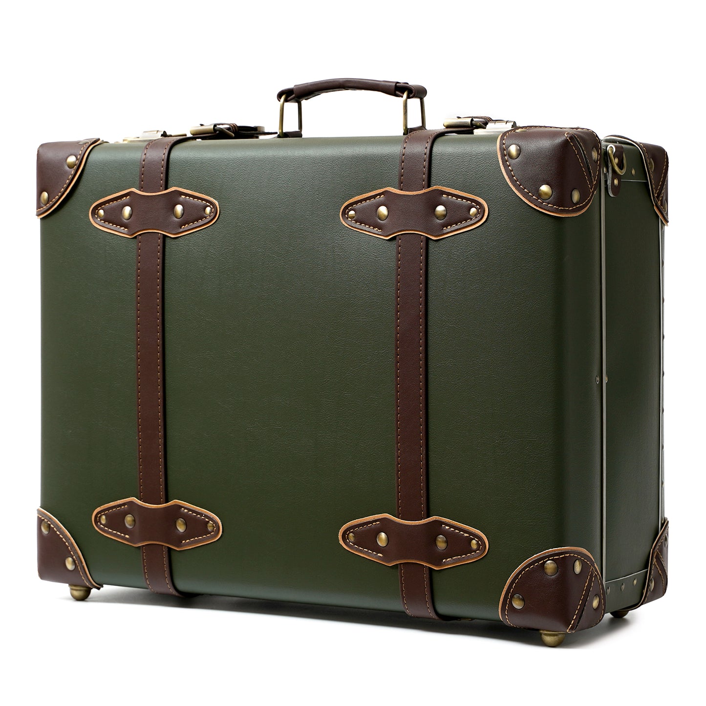 urecity Vintage and Cute Carry-on Overnight Case Non-wheeled Mini Leather Trunk Suitcase with Shoulder Strap