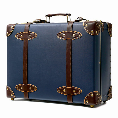urecity Vintage and Cute Carry-on Overnight Case Non-wheeled Mini Leather Trunk Suitcase with Shoulder Strap