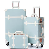 urecity Vintage leather-trimmed luggages 12''+20''+26''