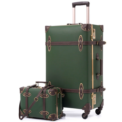 urecity Vintage Luggage Sets - 2 Piece Retro Suitcase Sets for Women Cute Designer Travel Luggage Set with Spinner Wheels,TSA Lock and Beauty Case