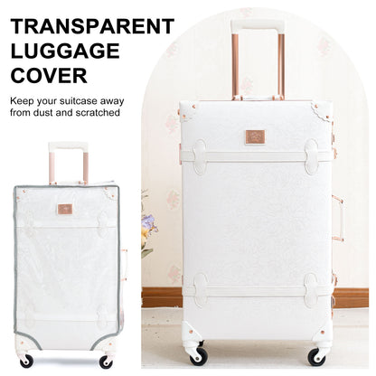 urecity Vintage Luggage Sets - 2 Piece Retro Suitcase Sets for Women Cute Designer Travel Luggage Set with Spinner Wheels,TSA Lock and Beauty Case