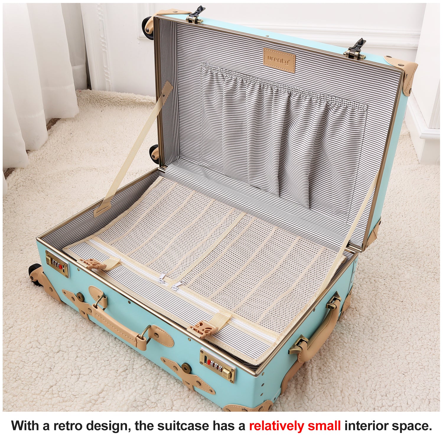 urecity Retro Luggage Set 24 inch Vintage Spinner Trolley Suitcase wit –  urecity-luggage